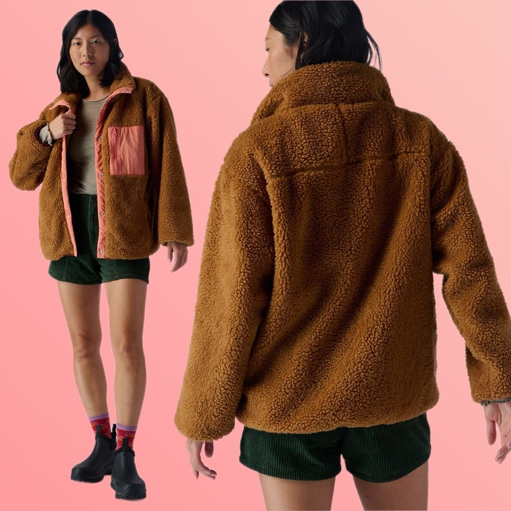 backcountry • mixed fabric fleece jacket in brown sugar / tawny orange l